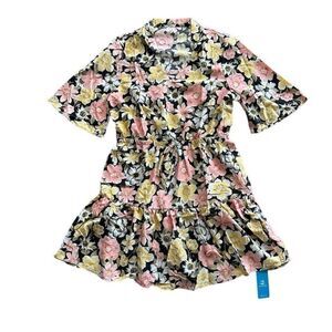CupShe Black Floral Smocked Mini Dress Medium NWT Boho Ruffle